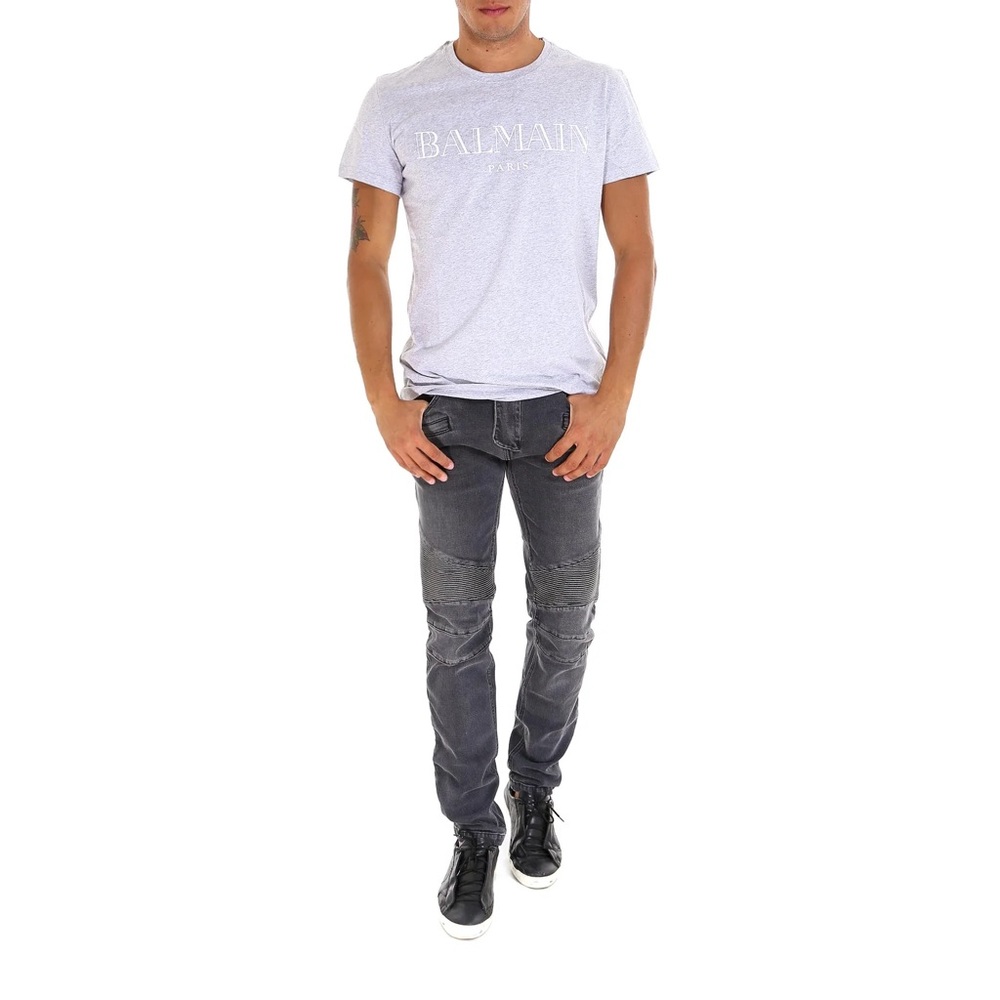 Authentic Black Men’s Balmain Ripped Biker Jeans - Size 30